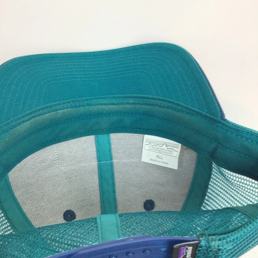 Patagonia Pickup Lines Snap Back Hat Cap Surfer Van Teal Blue Zachary Crawford
